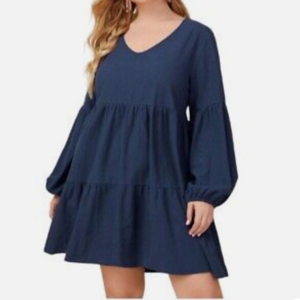Dark blue 2XL size boho dress